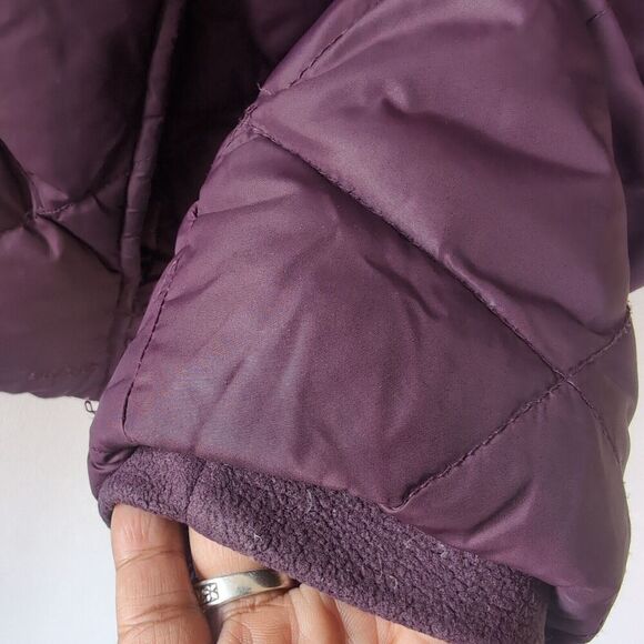Y2K Eddie Bauer Goose Down Jacket Womens M Purple Bomber Puffy Puffer Coat - Picture 8 of 15